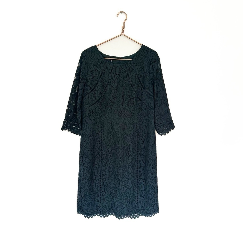 Talbots Womens 14 Petite Teal Green Lace Sheath Dress New Career